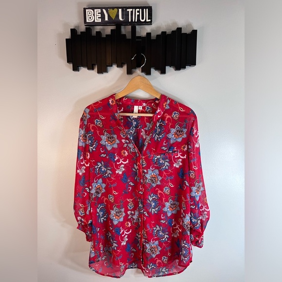 Kut From The Cloth Jasmine Chiffon Blouse Size Extra Large - Picture 2 of 10